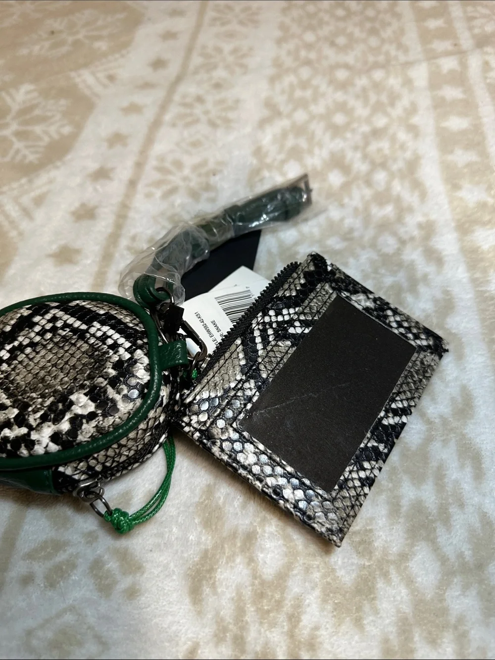 Ed Hardy Black & Green Snake-Print Reptile Accessory Pouch Set